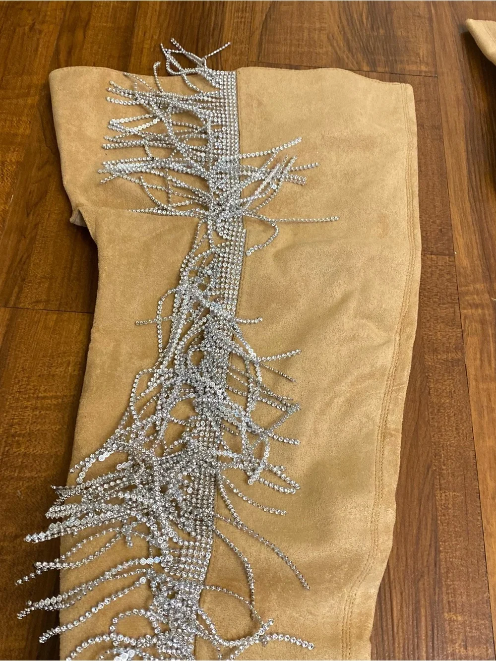New Cape Robbin Tan Suede Over-the-Knee Boots with Crystal Fringe